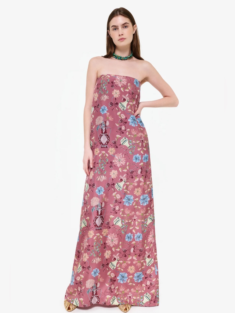 Isla&White Floral Pink Maxi Dress